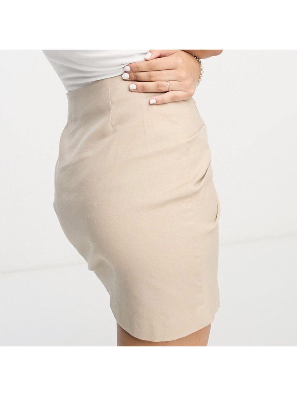 ASOS DESIGN Ruched Mini Skirt Stone size 2-NWT - Picture 3 of 12